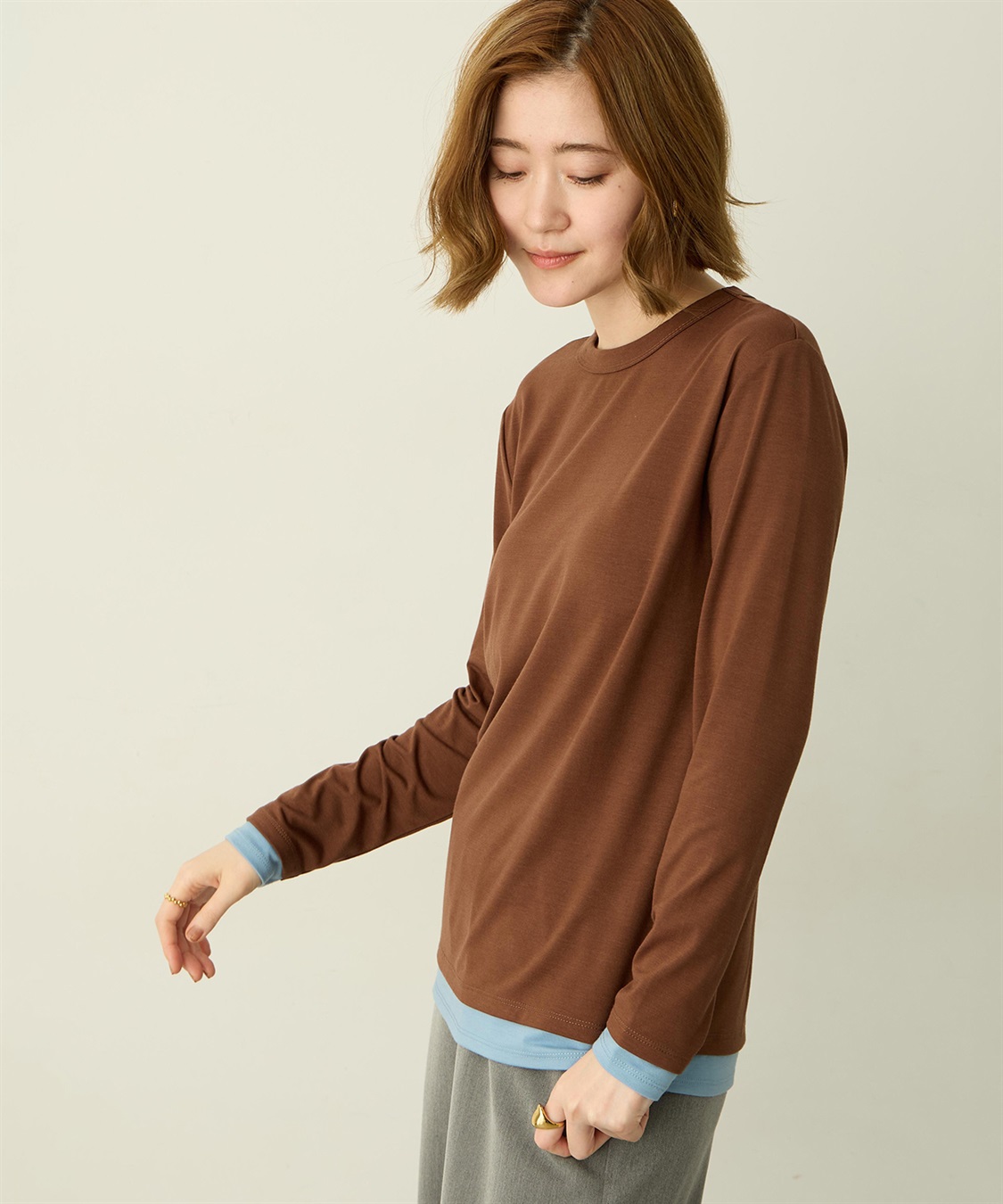 Petit Honfleur レイヤード風配色ロングスリーブTシャツ_main