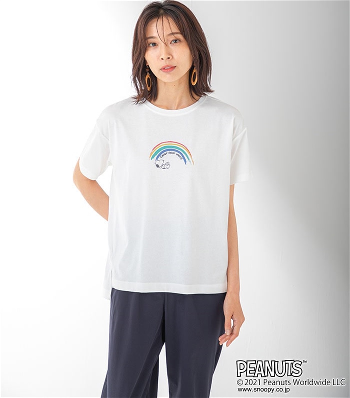 スヌーピー レインボープリント コラボオーガニックコットンtシャツ Petit Honfleur クロスプラス公式通販サイト スヌーピー レインボープリント コラボオーガニックコットンtシャツ Petit Honfleur クロスプラス公式通販サイト