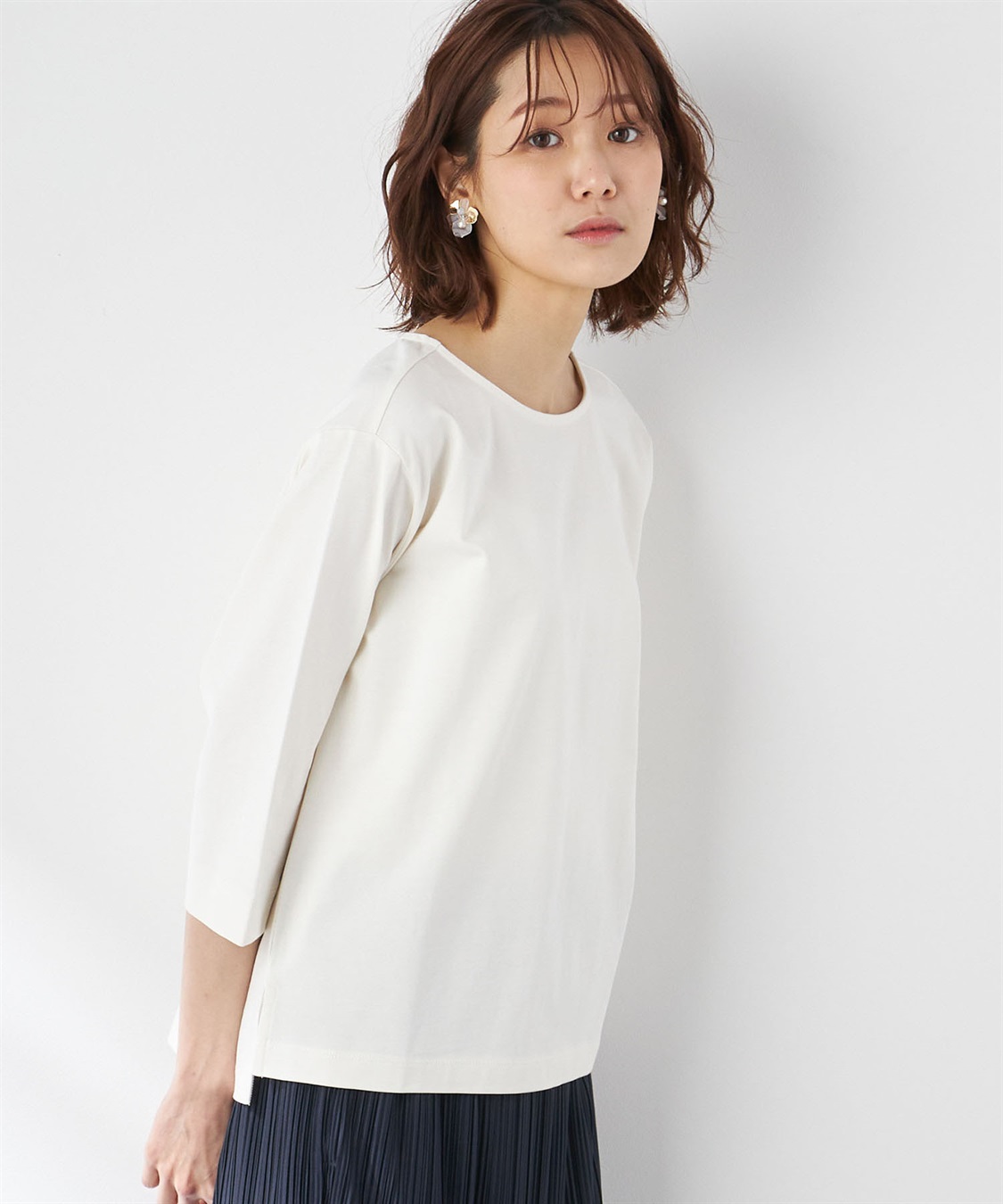 Petit Honfleur オーガニックコットンボートネックTシャツ_variation_1