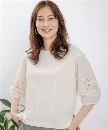 Petit Honfleur オーガニックコットン刺しゅうスリーブゆるシルエットプルオーバー_variationthumb_1