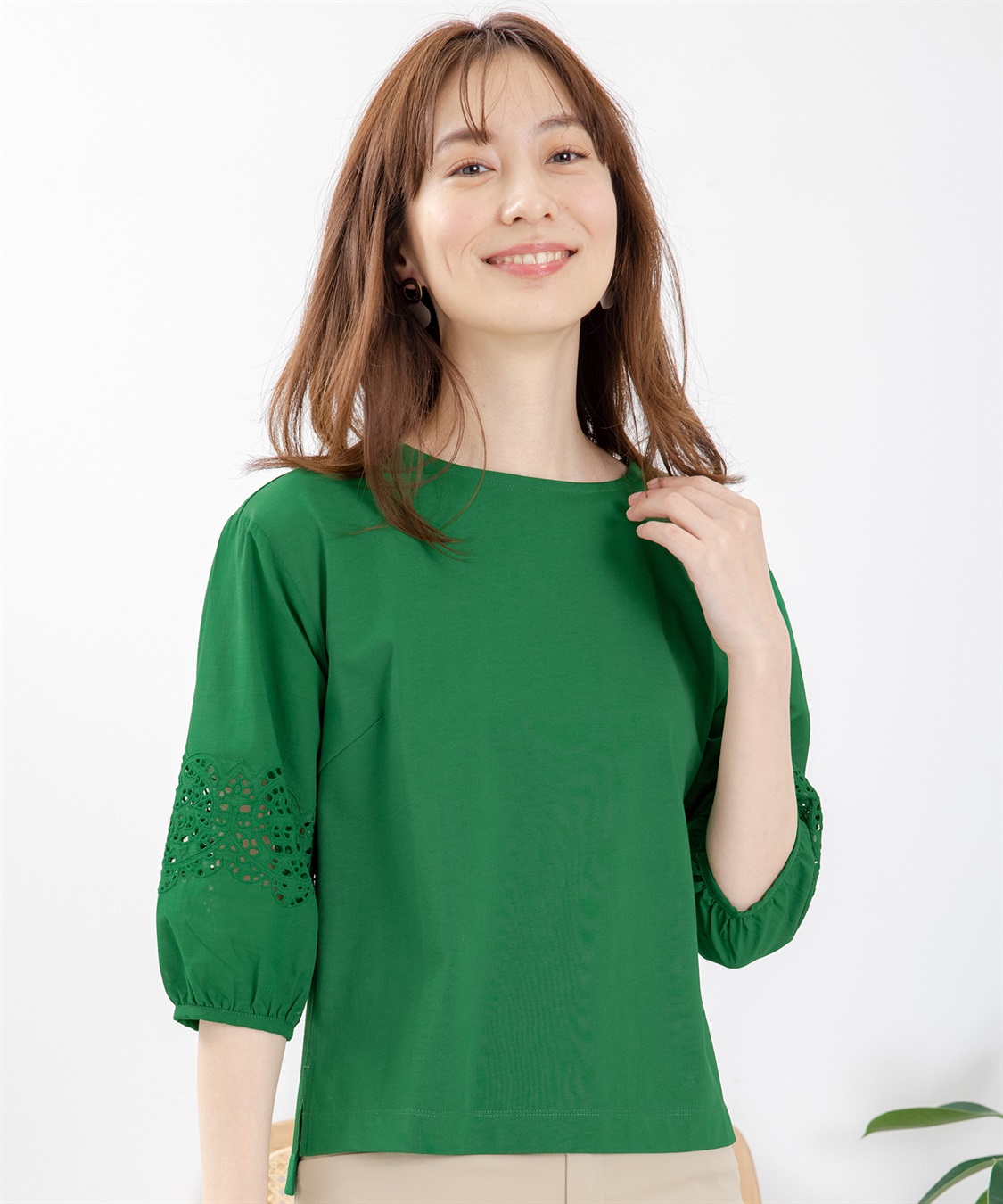 Petit Honfleur オーガニックコットン刺しゅうスリーブゆるシルエットプルオーバー_variation_2