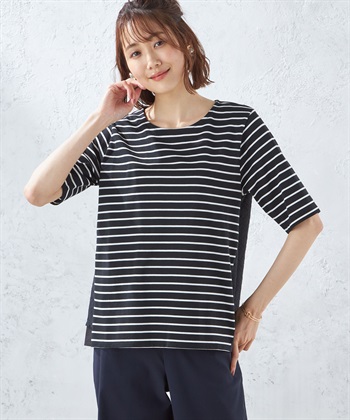 Petit Honfleur レース切替ボーダープルオーバー_variationthumb_1