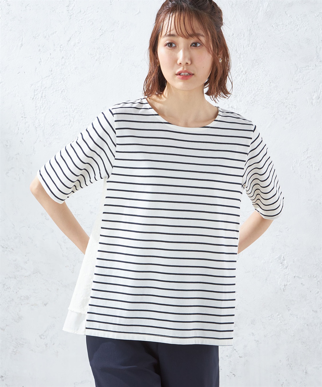 Petit Honfleur レース切替ボーダープルオーバー_variation_3