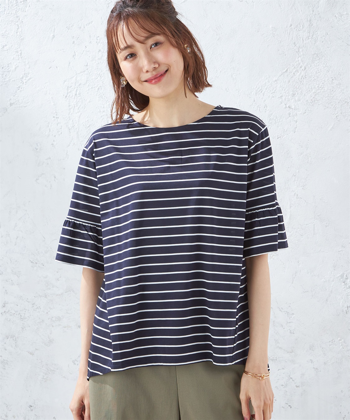 Petit Honfleur フレアスリーブボーダープルオーバー_variation_3