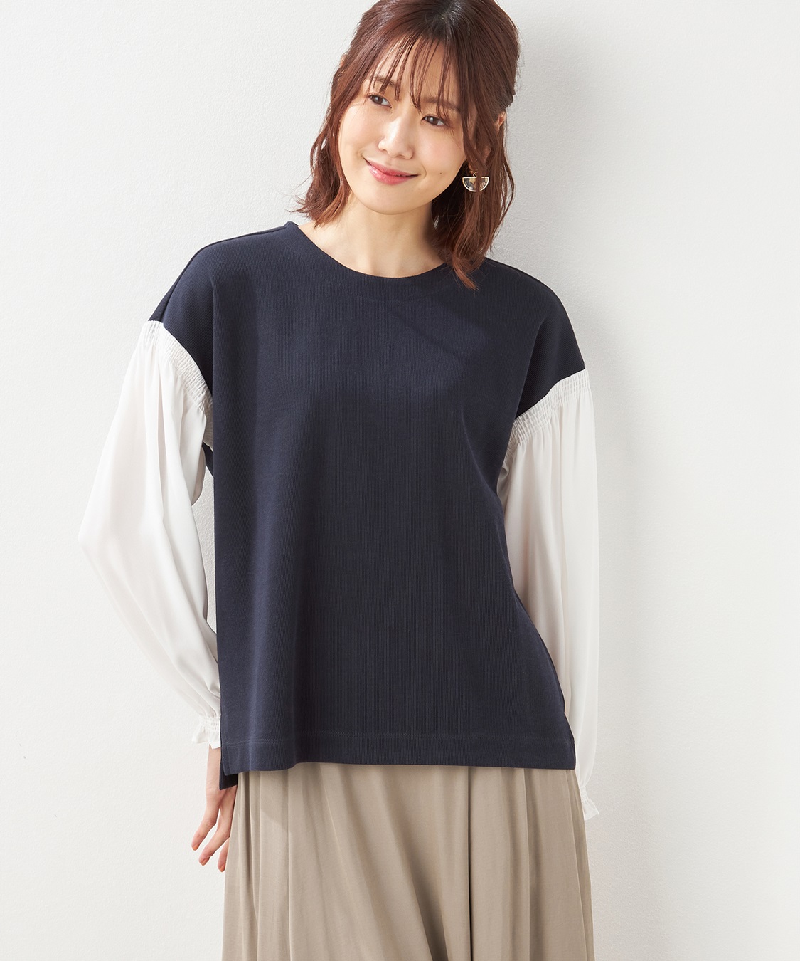 Petit Honfleur 切替スリーブプルオーバー_main