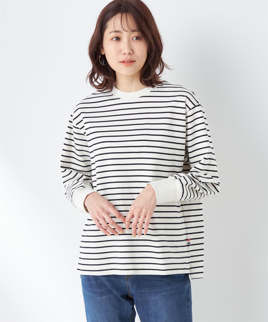 Petit Honfleur モックネックボーダーTシャツ_variation_1