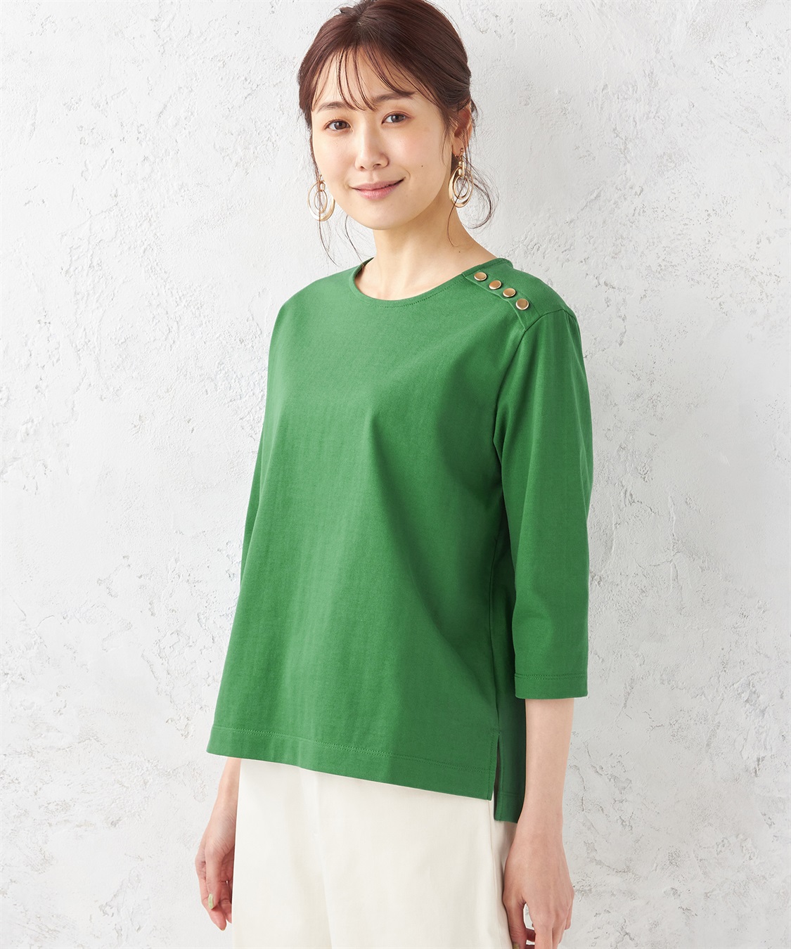 Petit Honfleur ボタンアクセントプルオーバー_main