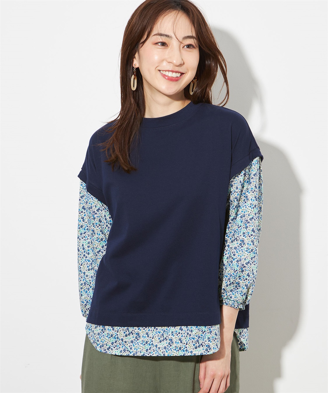 Petit Honfleur リバティプリント切替プルオーバー_variation_2