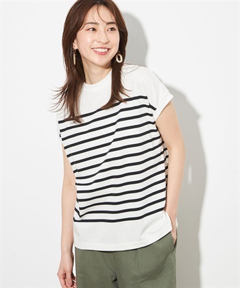 Petit Honfleur 【接触冷感】クーラータッチボーダーモックネックＴシャツ_variationthumb_1