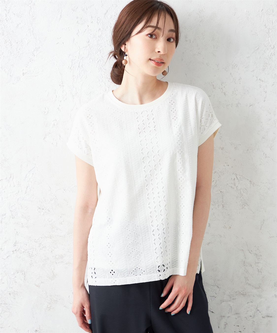 Petit Honfleur フロントレースモックネックプルオーバー_variation_1