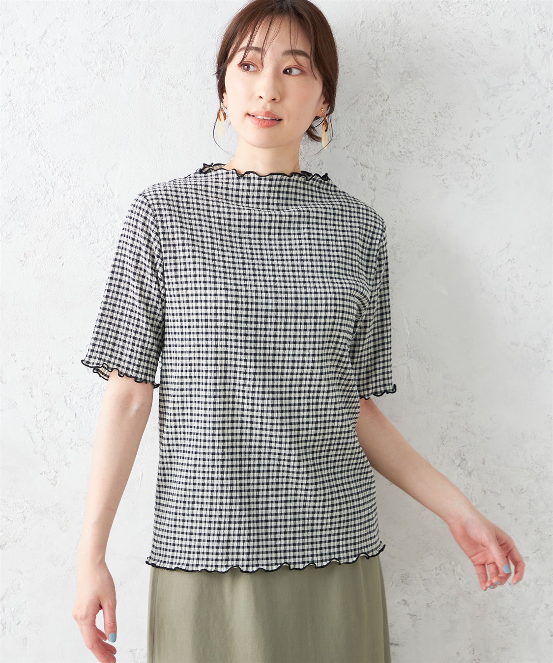 Petit Honfleur シャーリングチェックプルオーバー_variation_1