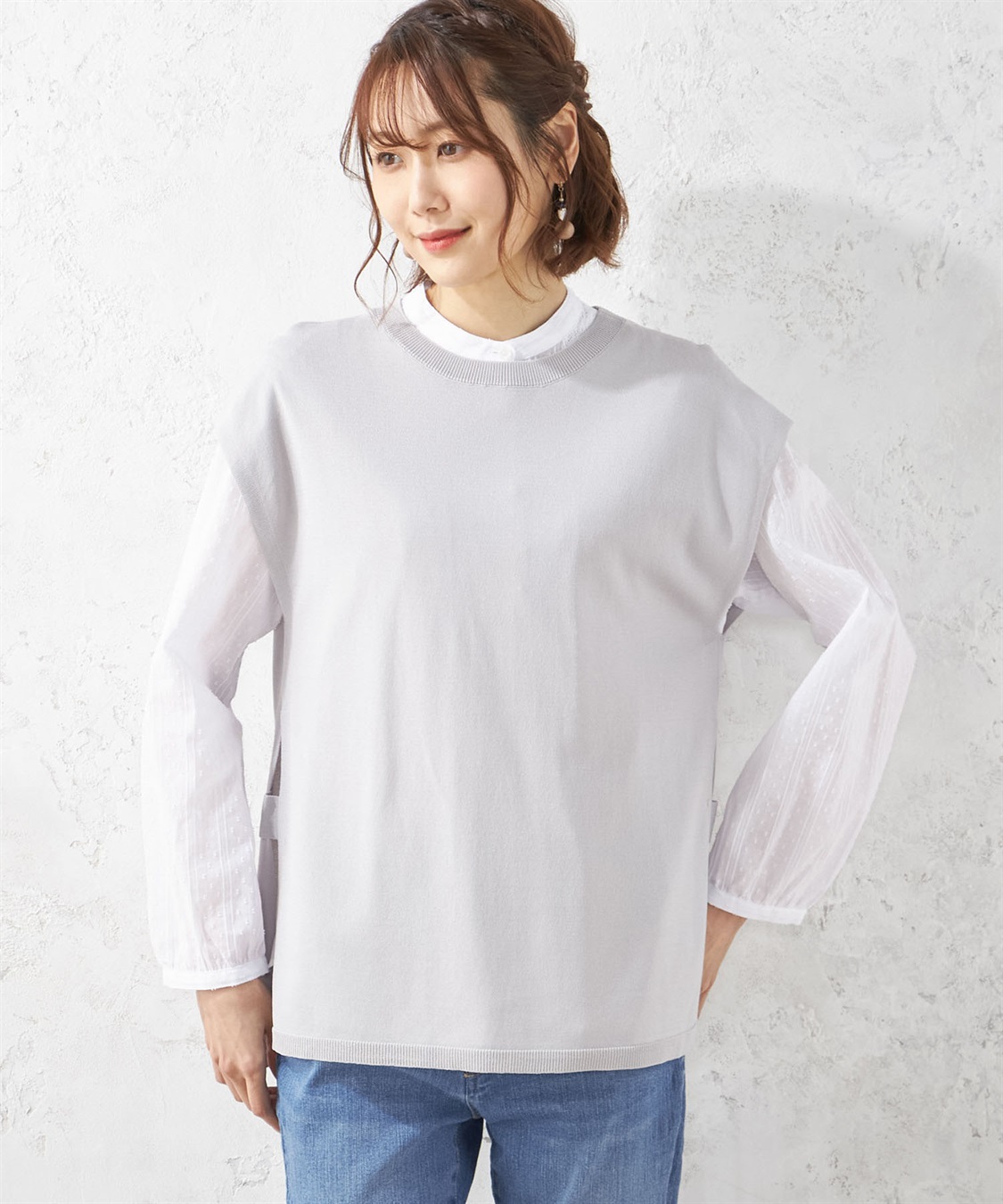 Petit Honfleur ウォッシャブルサイドスリットニットベスト_main