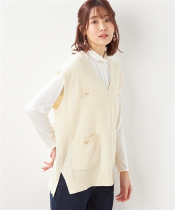 Petit Honfleur ツイードVネックベスト_variationthumb_1