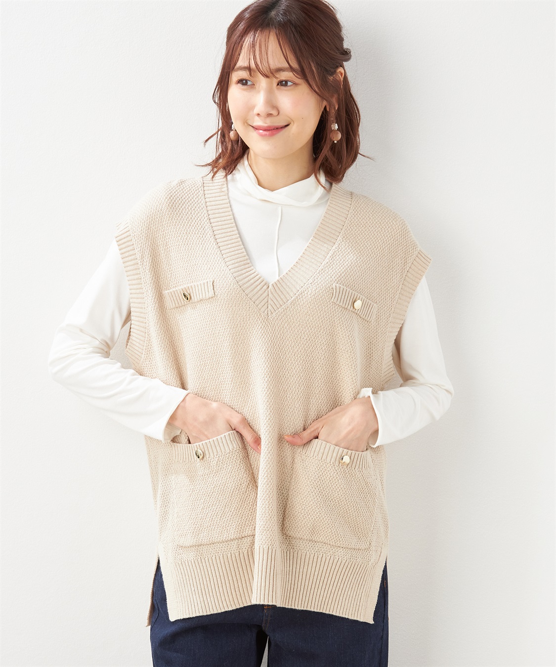 Petit Honfleur ツイードVネックベスト_variation_2