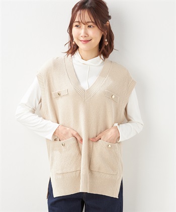 Petit Honfleur ツイードVネックベスト_variationthumb_2