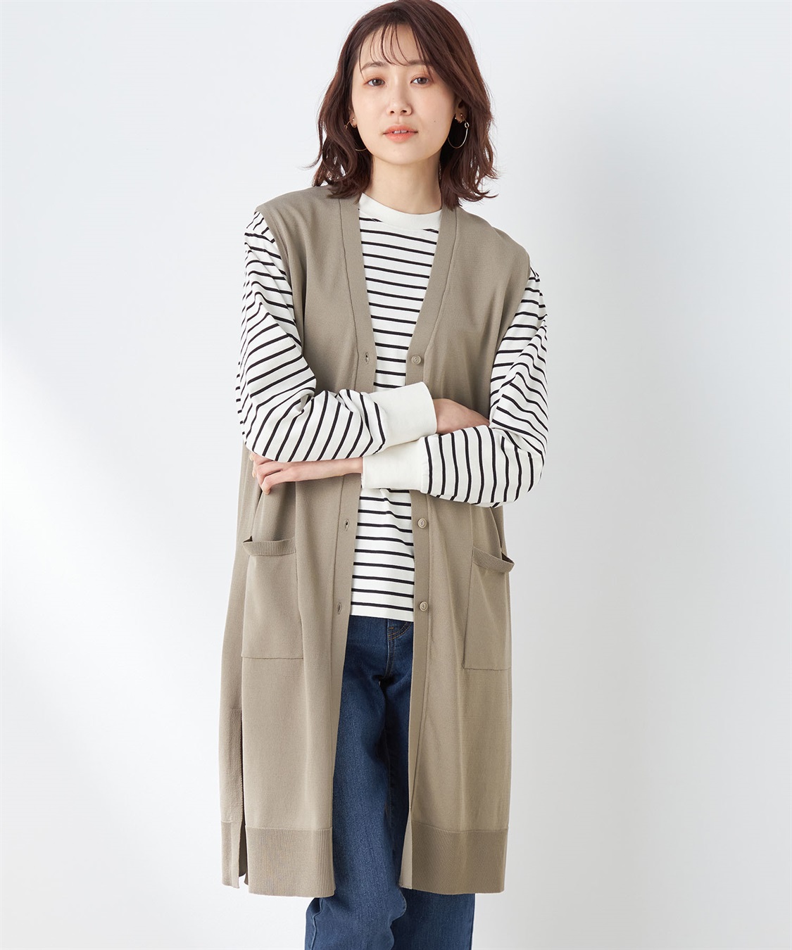 Petit Honfleur ロングニットジレ_main