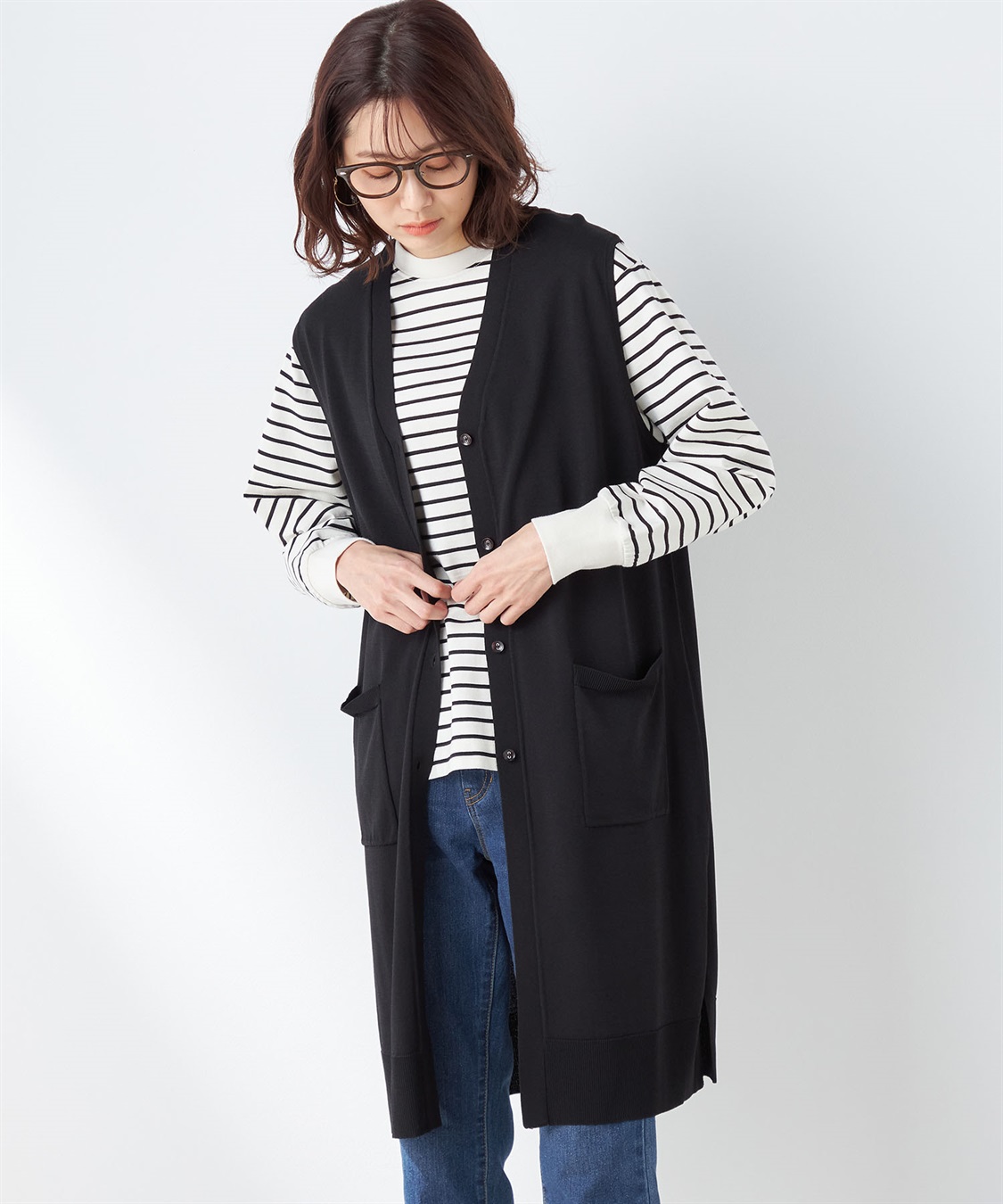 Petit Honfleur ロングニットジレ_variation_1