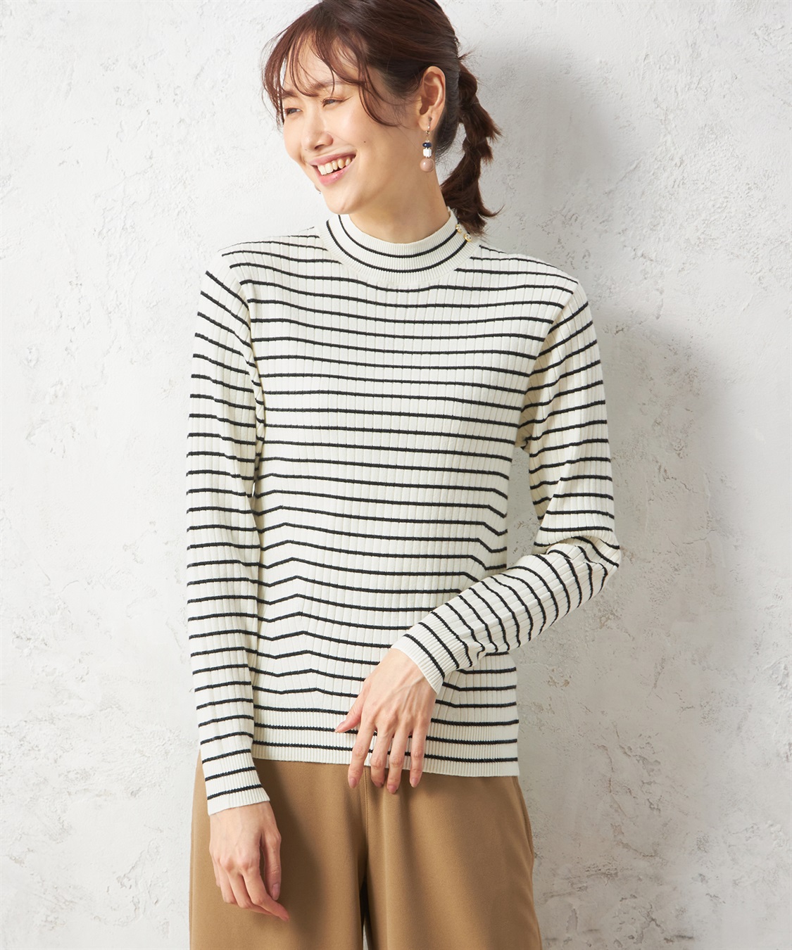 Petit Honfleur ワイドリブモックネックプルオーバー_variation_1