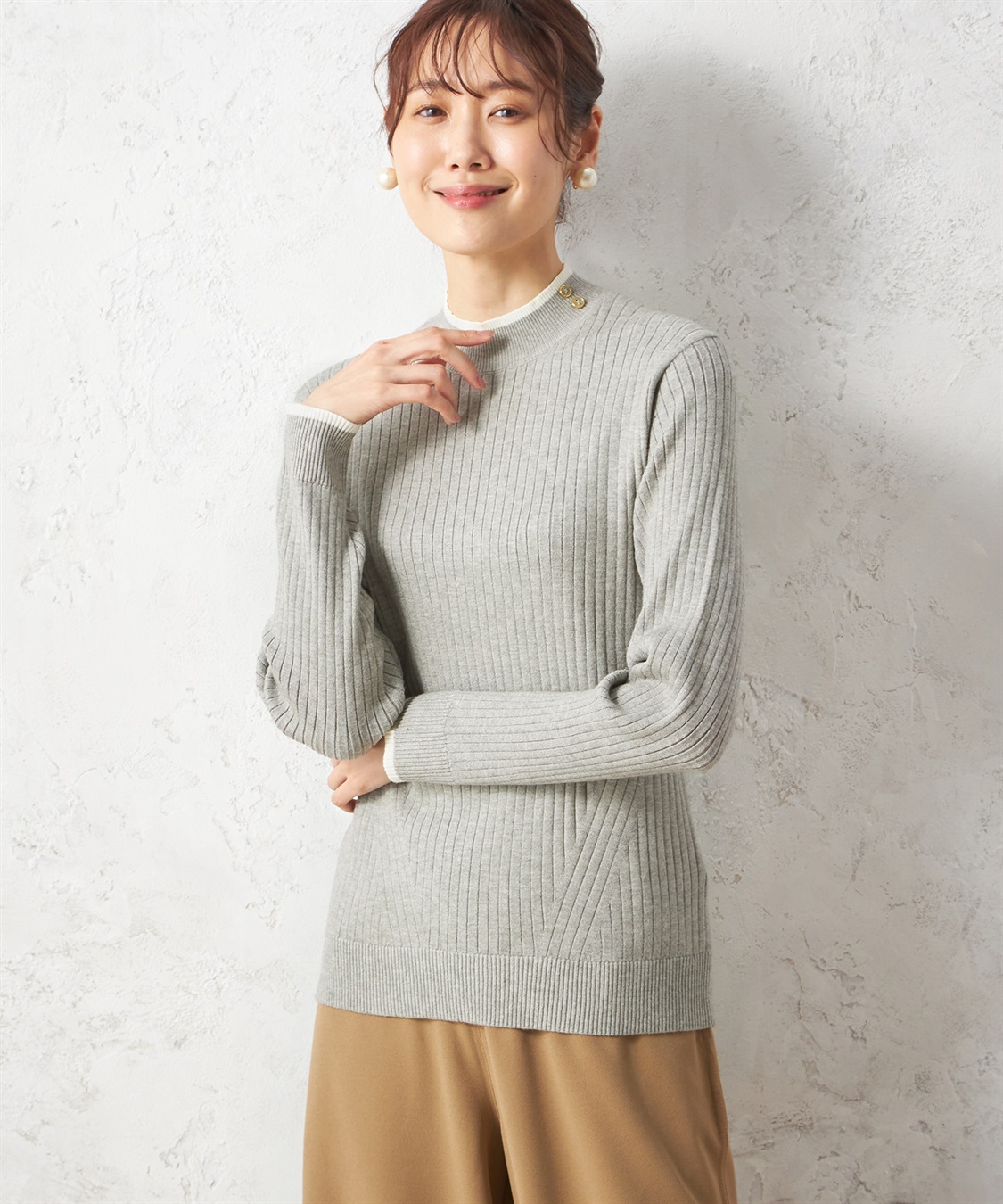 Petit Honfleur ワイドリブモックネックプルオーバー_variation_2