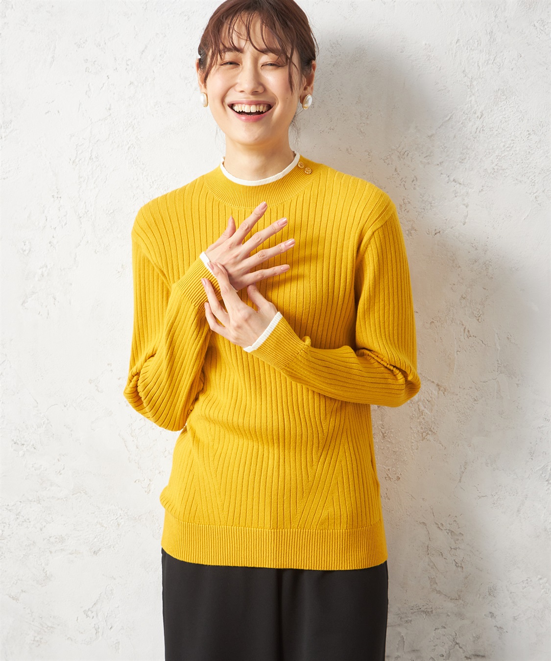 Petit Honfleur ワイドリブモックネックプルオーバー_variation_4