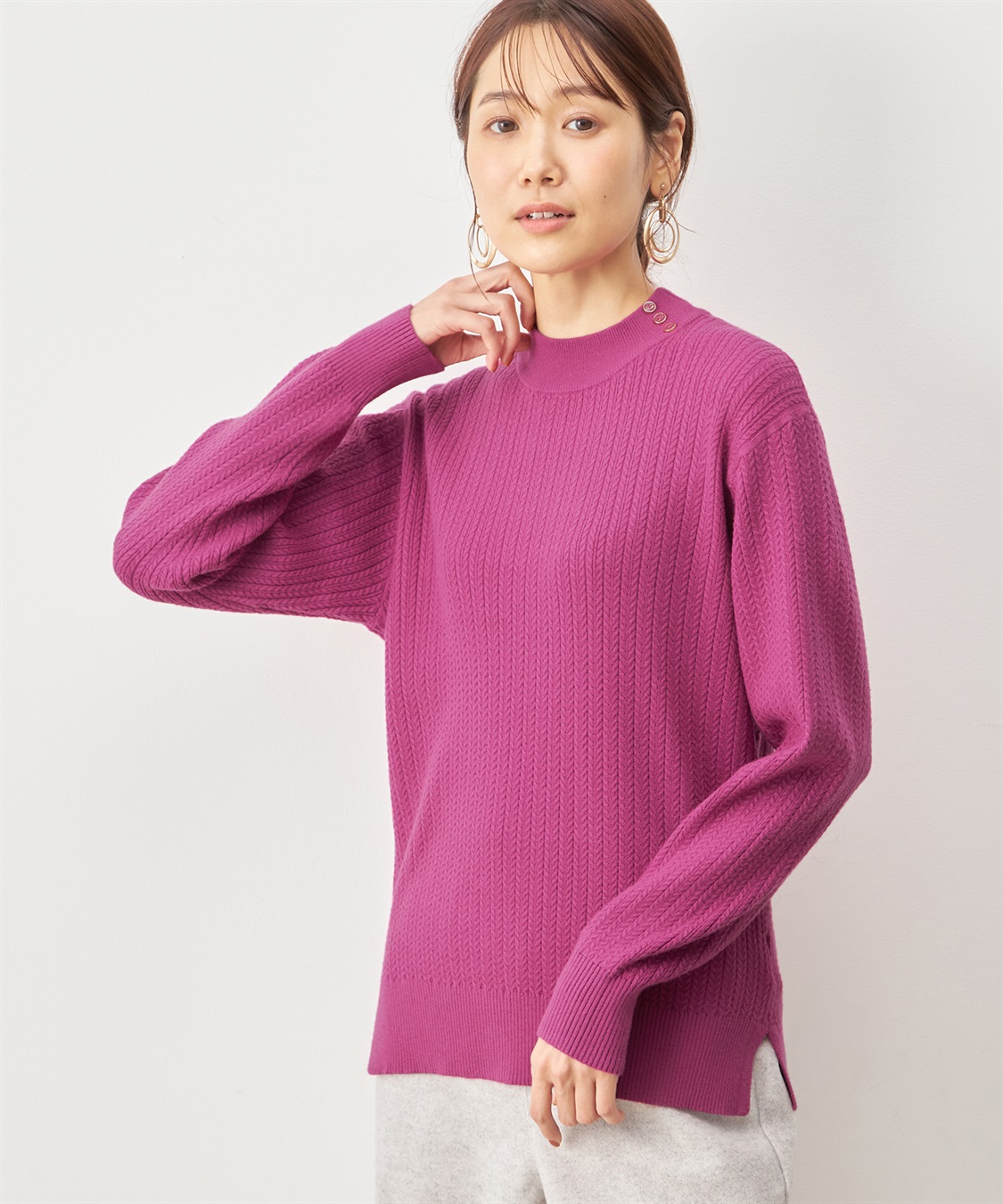 Petit Honfleur ヘリンボーンニットプルオーバー_variation_1