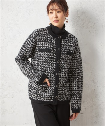 Petit Honfleur ツイード風チェックジャガードカーディガン_variationthumb_1