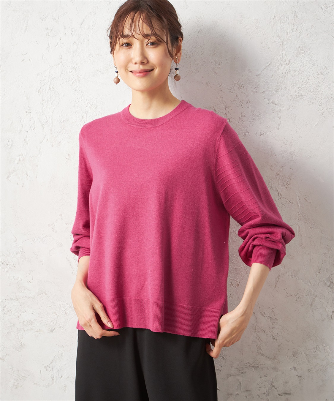 Petit Honfleur タックボーダーパフ袖プルオーバー_main