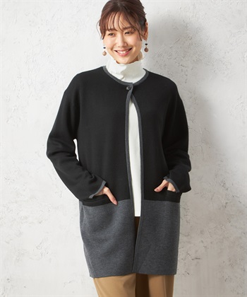 Petit Honfleur Wフェイスパネル配色コーディガン_variationthumb_1