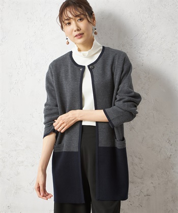 Petit Honfleur Wフェイスパネル配色コーディガン_variationthumb_2