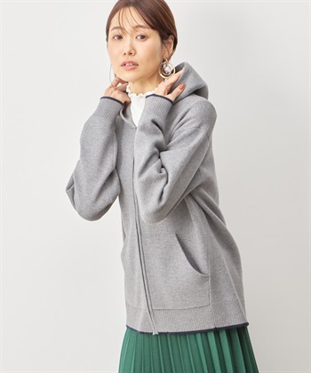 ジップニットパーカー(チャコールグレー-M)