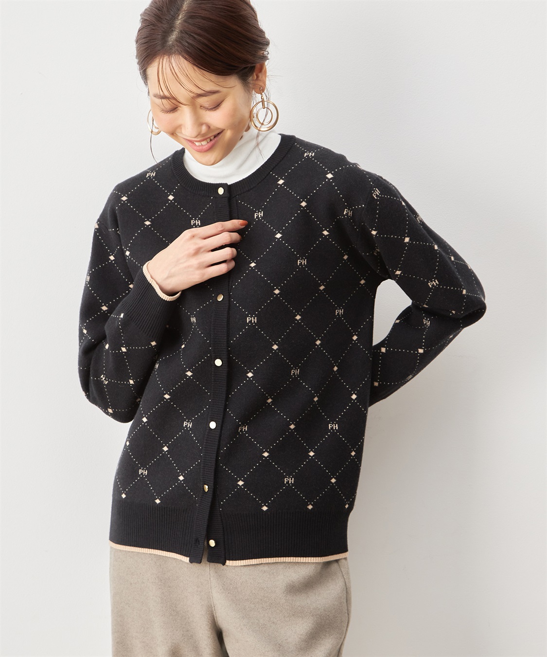 Petit Honfleur モノグラムニットカーディガン_variation_1