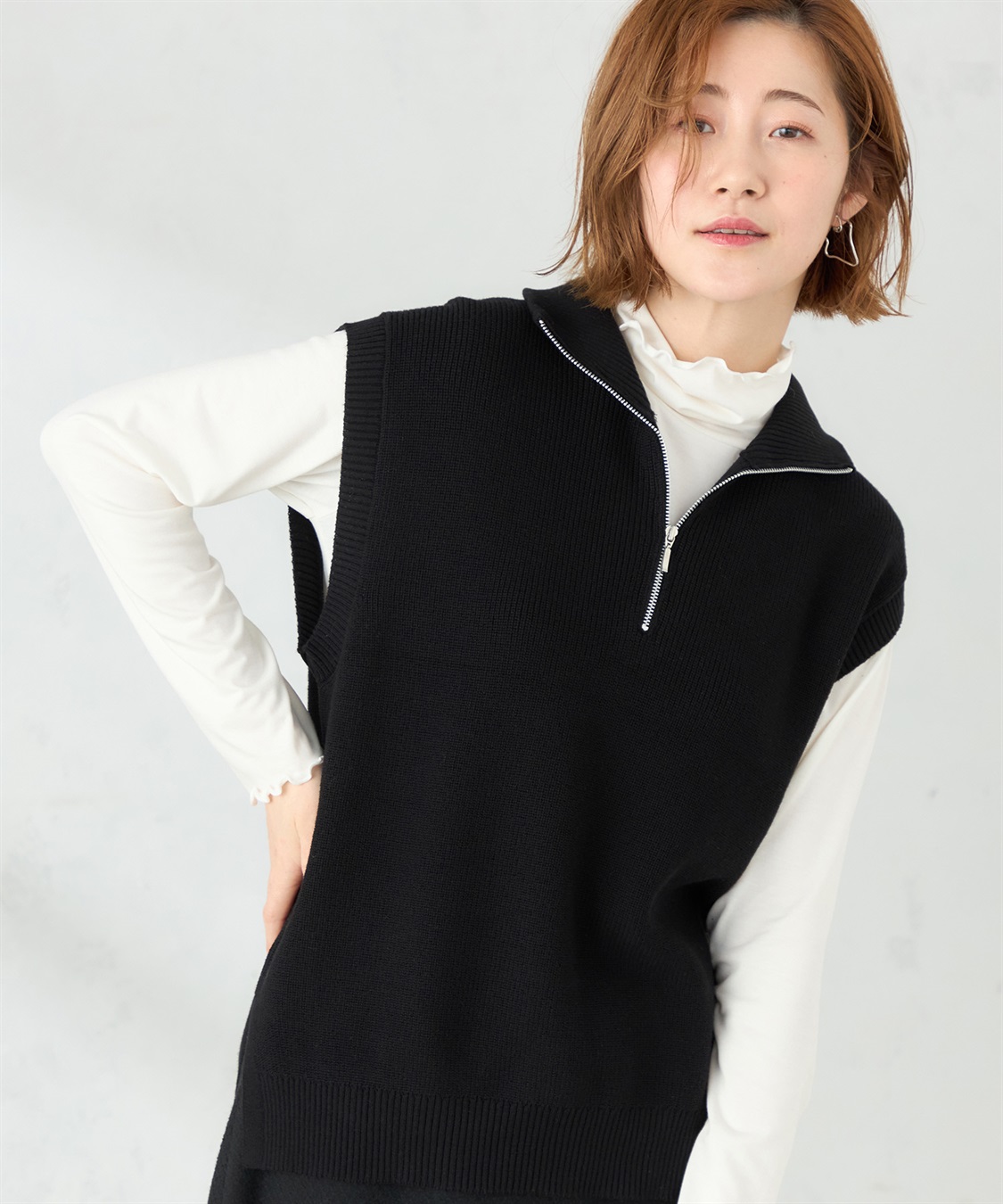 Petit Honfleur ジップニットベスト_main