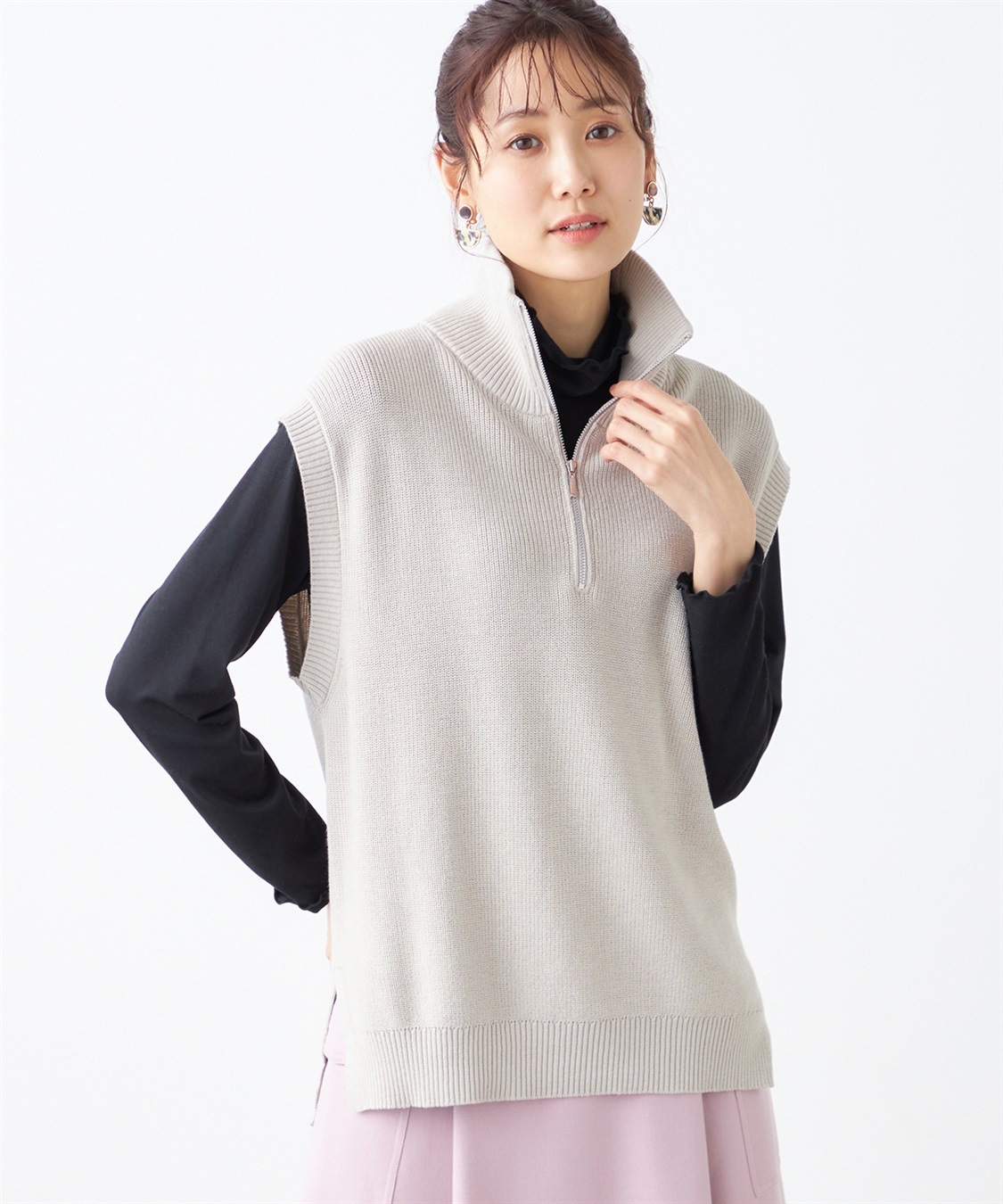 Petit Honfleur ジップニットベスト_variation_1