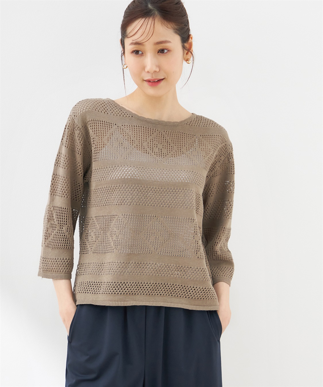 透かし編みニットプルオーバー Petit Honfleur｜クロスプラス公式通販