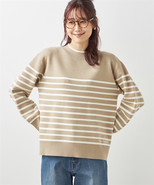 もちもちニットボーダーニットプルオーバー Petit Honfleur｜クロス