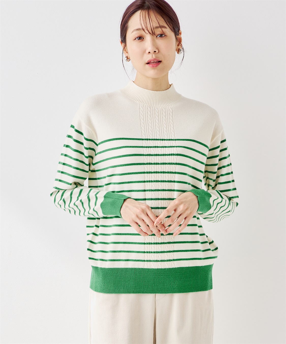 Petit Honfleur パネルボーダーニットプルオーバー_variation_2