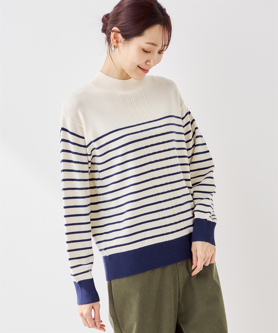 Petit Honfleur パネルボーダーニットプルオーバー_variation_3