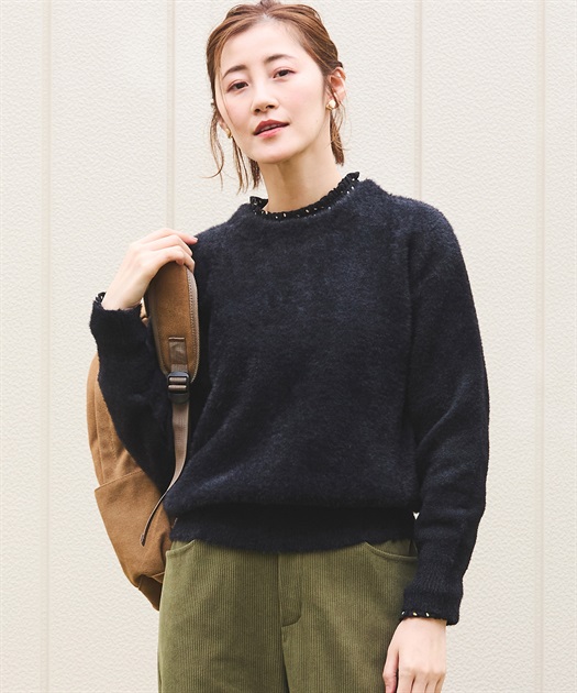 ENFOLD ニットパイピングP.O グレー　38 楽天ポイント還元】ENFOLD ニットパイピングP.O/プルオーバー