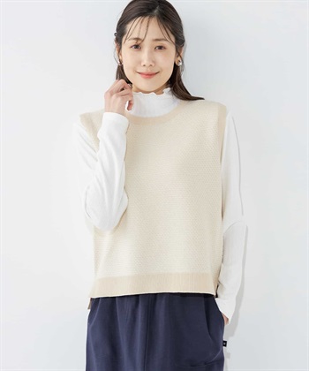 ニットベスト(ベージュ-M)