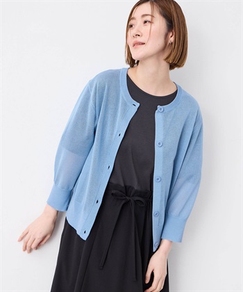 クルーネックカーディガン(サックス-M)