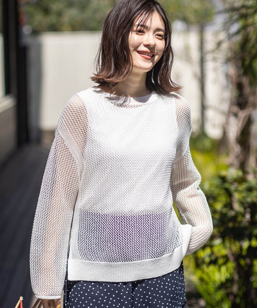 メッシュニットプルオーバー