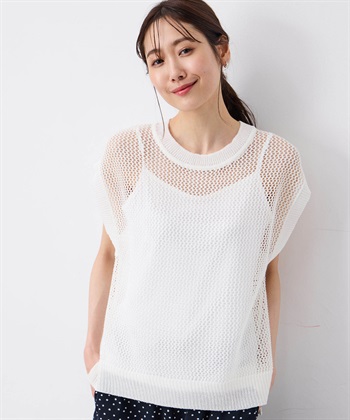 メッシュニットベスト(アイボリー-M)