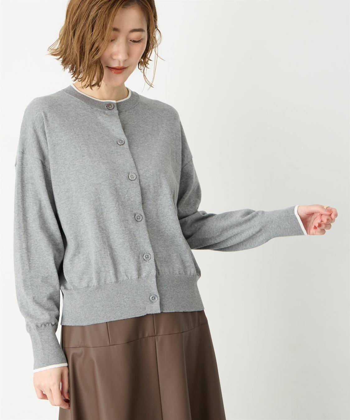 Petit Honfleur バイカラーニットカーディガン_variation_1