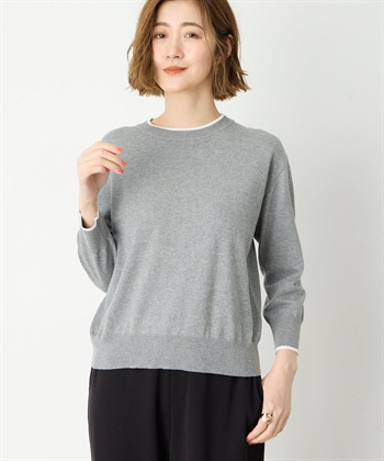 バイカラーニットプルオーバー(グレー-M)