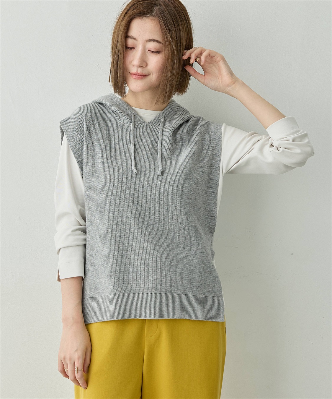 Petit Honfleur フードニットベスト【ウォッシャブル】_variation_1