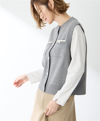 ニットベスト(グレー-M)