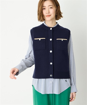 ニットベスト(ネイビー-M)