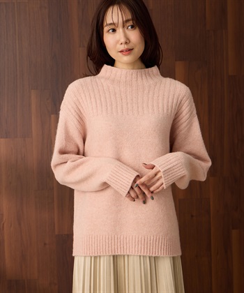 カラーネップニットプルオーバー(ピンク-M)