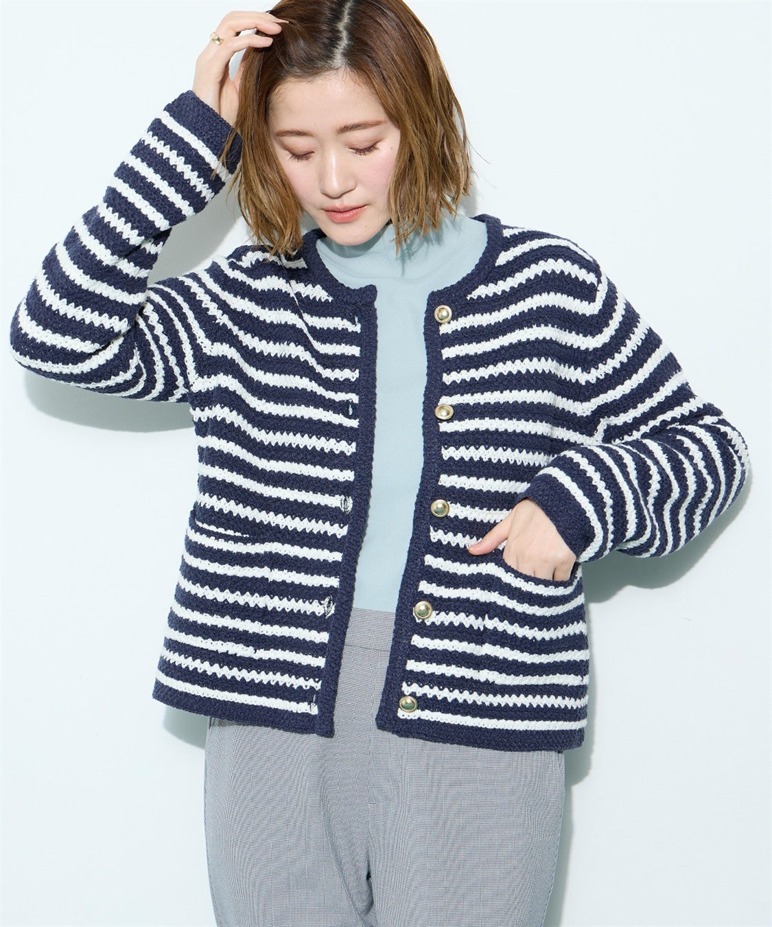 Petit Honfleur ボーダーカーディガン_variation_1