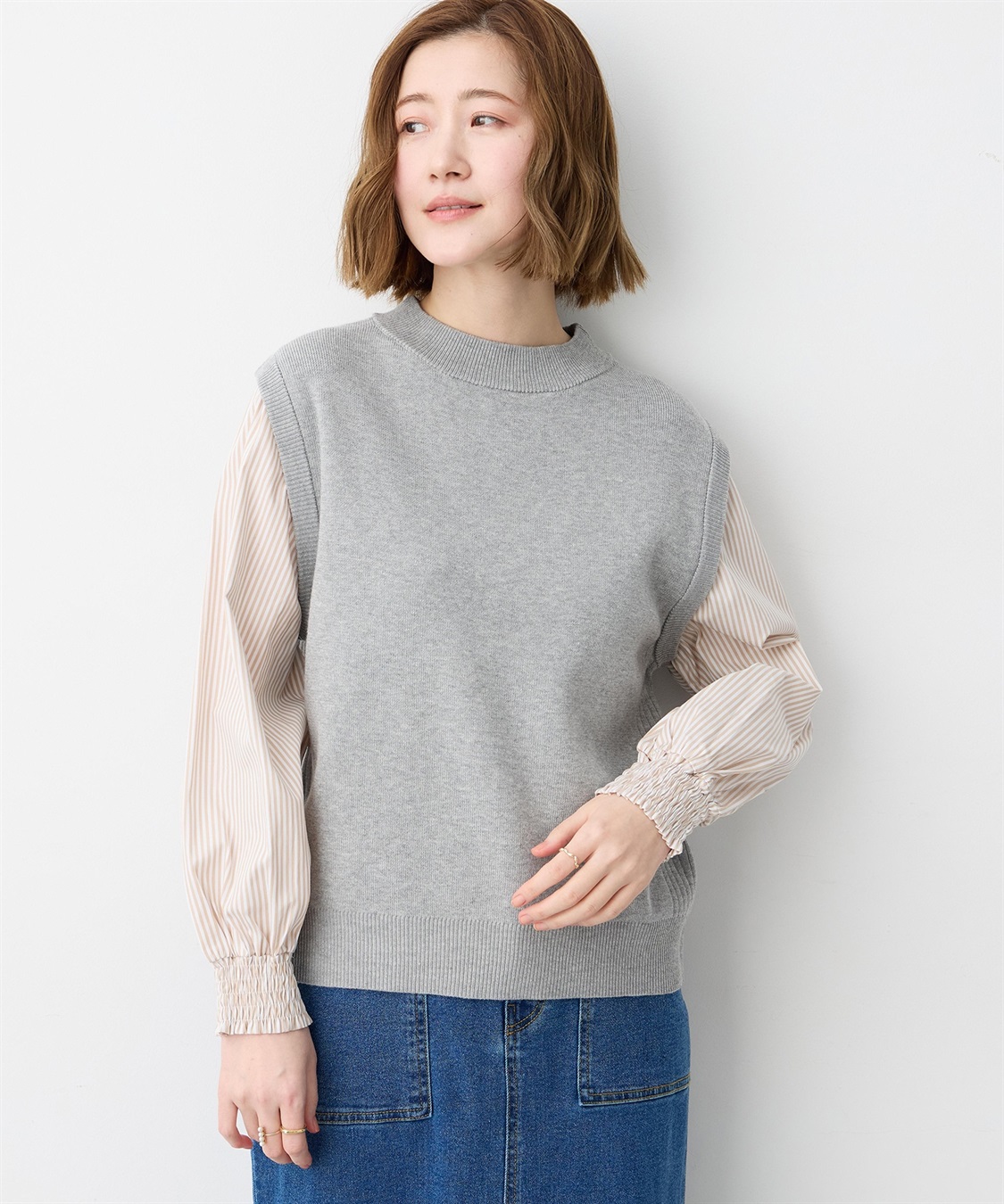 Petit Honfleur ストライプドッキングニットプルオーバー【ウォッシャブル】_main